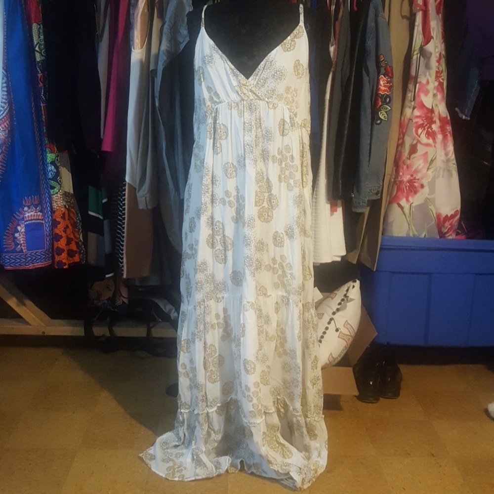 White and Gold Maxi dress